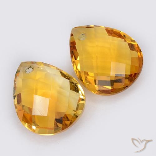 Gemas de Citrino Naranja medio natural de 7.47 ct, En forma de pera, VVS-VS