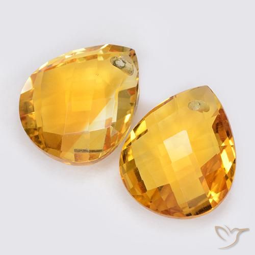 Gemas de Citrino Naranja medio natural de 7.47 ct, En forma de pera, VVS-VS