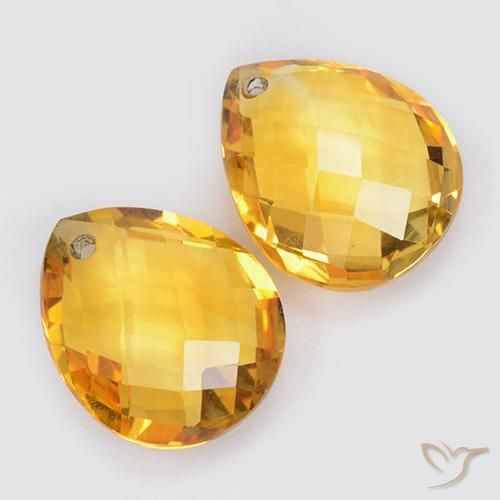 Gemas de Citrino Dorado medio natural de 7.56 ct, En forma de pera, VVS-VS