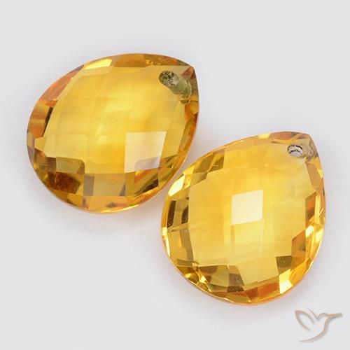 Gemas de Citrino Dorado medio natural de 7.56 ct, En forma de pera, VVS-VS