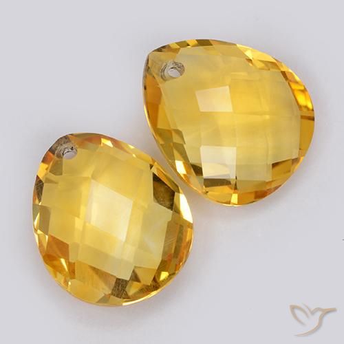 Gemas de Citrino Dorado medio natural de 7.50 ct, En forma de pera, VVS-VS