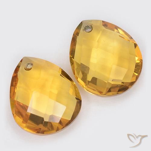 Gemas de Citrino Naranja dorado natural de 7.04 ct, En forma de pera, VVS-VS
