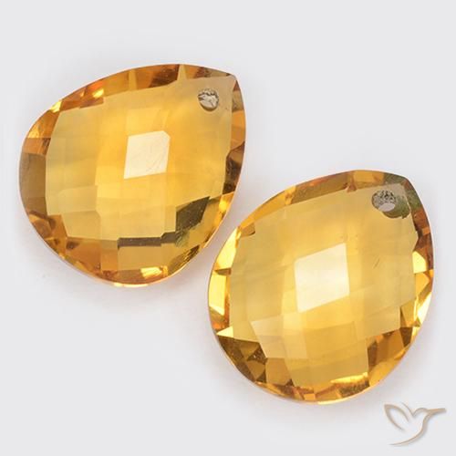 Gemas de Citrino Naranja dorado natural de 7.04 ct, En forma de pera, VVS-VS