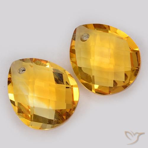 Gemas de Citrino Dorado oscuro natural de 7.57 ct, En forma de pera, VVS-VS