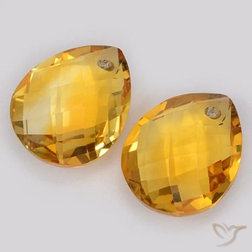 Gemas de Citrino Dorado oscuro natural de 7.57 ct, En forma de pera, VVS-VS