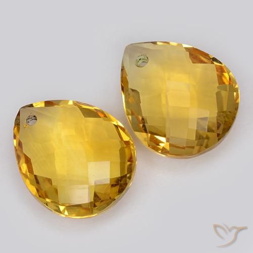 Gemas de Citrino Dorado intenso natural de 7.41 ct, En forma de pera, VVS-VS