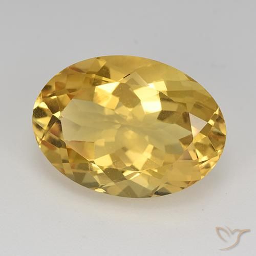 Citrino Dorado medio natural de 11.80 ct, Ovalada, VVS