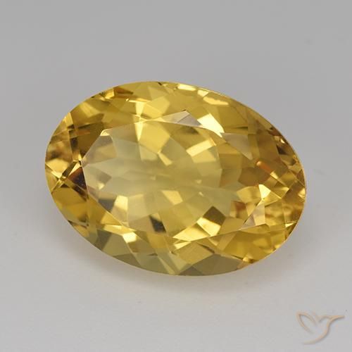 Citrino Dorado medio natural de 12.34 ct, Ovalada, VVS