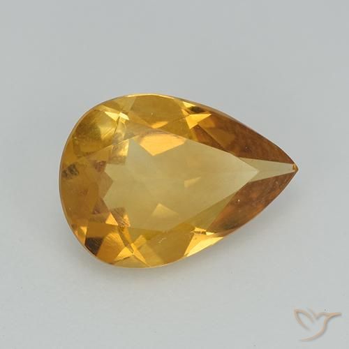 Citrino Dorado oscuro natural de 2.02 ct, En forma de pera, VS