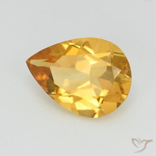 Citrino Dorado medio natural de 2.18 ct, En forma de pera, VVS-VS