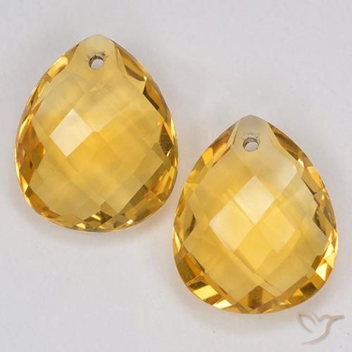 7.43ctw Natural Naranja dorado Citrino, En forma de pera, VVS-VS