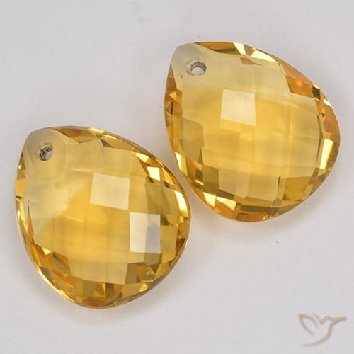Gemas de Citrino Naranja dorado natural de 7.43 ct, En forma de pera, VVS-VS