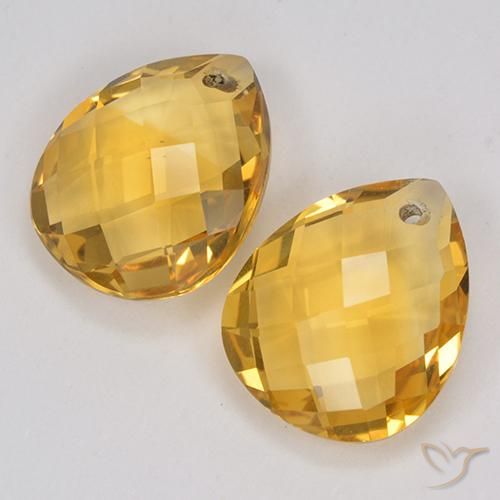 Gemas de Citrino Naranja dorado natural de 7.43 ct, En forma de pera, VVS-VS