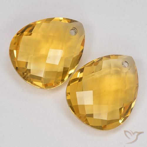 Gemas de Citrino Dorado medio natural de 7.00 ct, En forma de pera, VVS-VS
