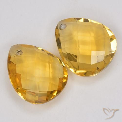 Gemas de Citrino Dorado medio natural de 6.93 ct, En forma de pera, VVS-VS