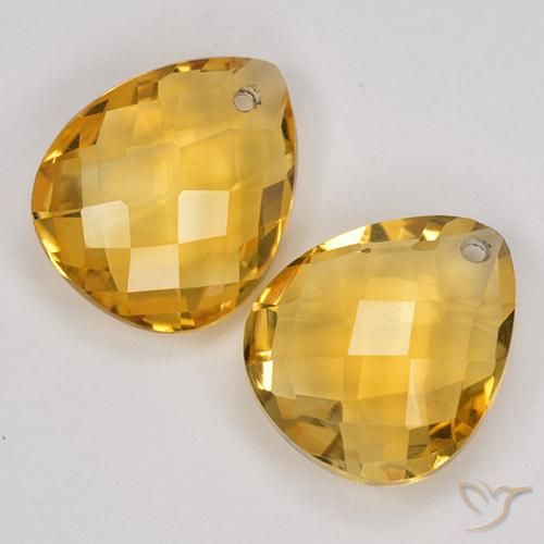 Gemas de Citrino Dorado medio natural de 6.93 ct, En forma de pera, VVS-VS