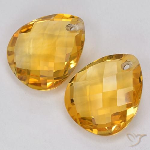 Gemas de Citrino Naranja dorado intenso natural de 6.64 ct, En forma de pera, VVS-VS