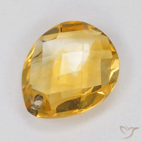 Citrino Dorado medio natural de 3.60 ct, En forma de pera, VVS-VS