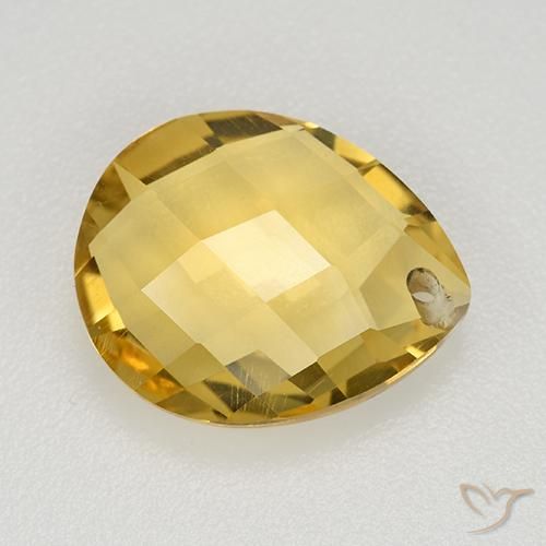 Citrino Dorado medio natural de 3.65 ct, En forma de pera, VVS-VS