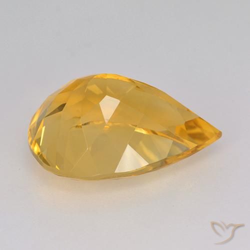 Citrino Naranja dorado intenso natural de 7.63 ct, En forma de pera, VVS-VS
