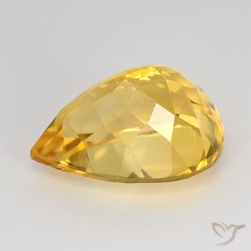 Citrino Dorado medio natural de 8.81 ct, En forma de pera, VVS-VS