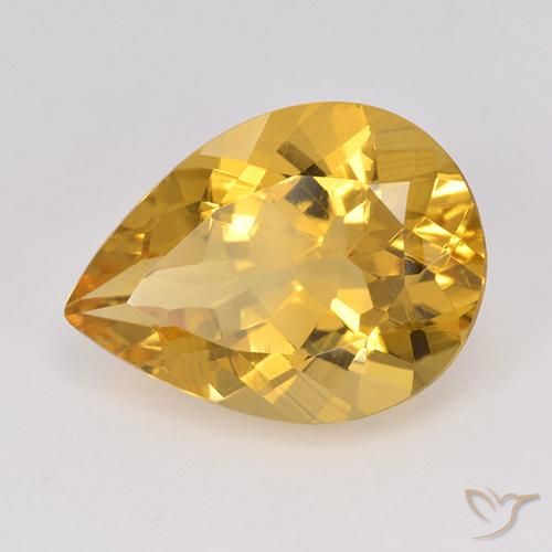 Citrino Naranja dorado natural de 6.77 ct, En forma de pera, VVS-VS