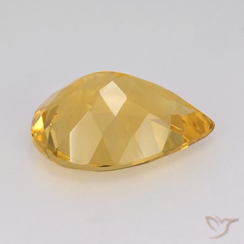 Citrino Naranja dorado natural de 6.77 ct, En forma de pera, VVS-VS