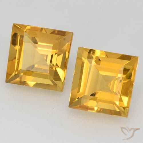 Gemas de Citrino Naranja dorado intenso natural de 3.32 ct, Cuadrado, VVS-VS