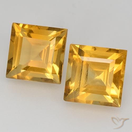 Gemas de Citrino Dorado oscuro natural de 3.68 ct, Cuadrado, VVS-VS