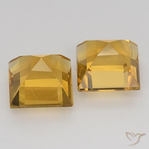 Gemas de Citrino Dorado oscuro natural de 3.32 ct, Cuadrado, VVS-VS