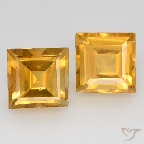 2.95ctw Natural Dorado naranja Citrino, Cuadrado, VS