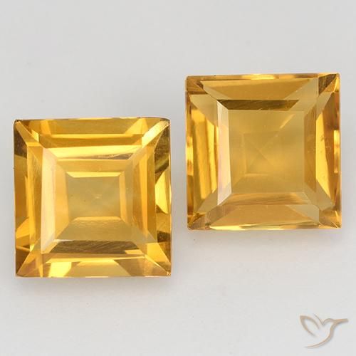 3.26ctw Natural Naranja dorado intenso Citrino, Cuadrado, VVS-VS
