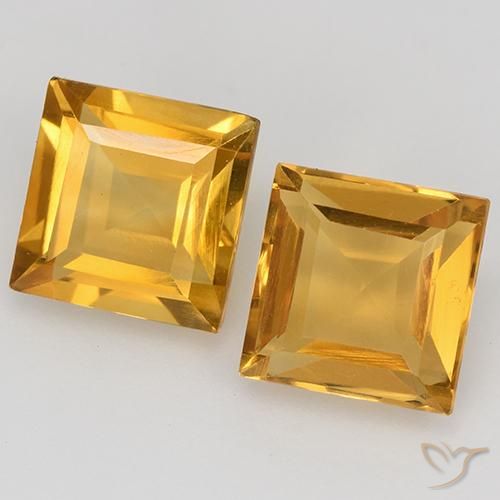 Gemas de Citrino Naranja dorado intenso natural de 3.26 ct, Cuadrado, VVS-VS