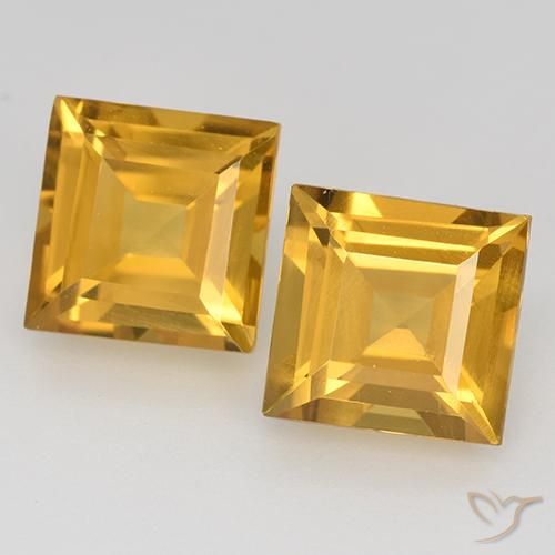 Gemas de Citrino Naranja dorado intenso natural de 3.07 ct, Cuadrado, VVS-VS