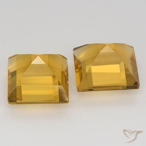 Gemas de Citrino Naranja dorado intenso natural de 3.07 ct, Cuadrado, VVS-VS