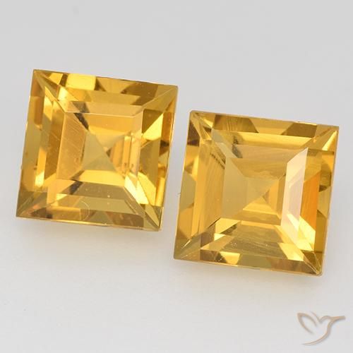 Gemas de Citrino Dorado oscuro natural de 3.33 ct, Cuadrado, VVS-VS