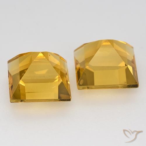 Gemas de Citrino Dorado oscuro natural de 3.33 ct, Cuadrado, VVS-VS