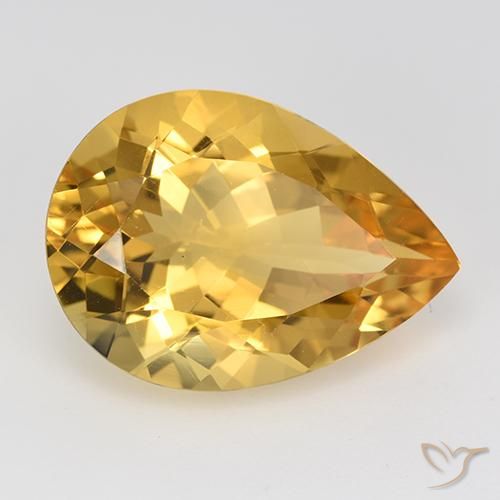 Citrino Dorado medio natural de 9.66 ct, En forma de pera, VVS-VS