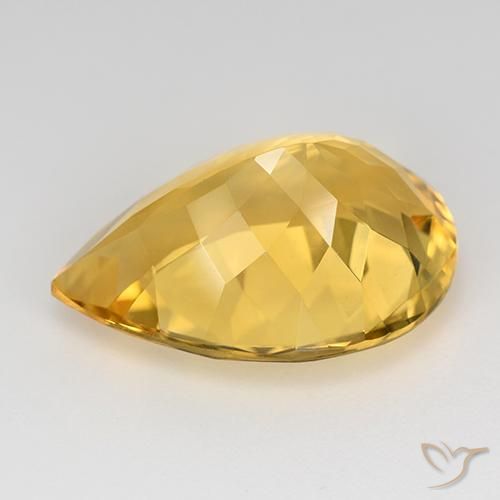 Citrino Dorado medio natural de 9.66 ct, En forma de pera, VVS-VS