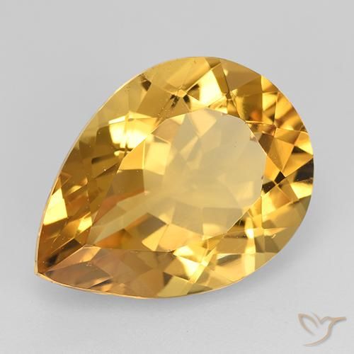 Citrino Dorado naranja natural de 7.93 ct, En forma de pera, VVS-VS