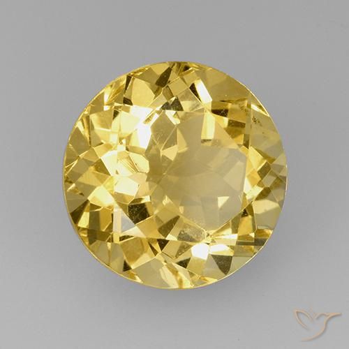 Citrino Dorado medio natural de 7.17 ct, Redondo, VVS-VS