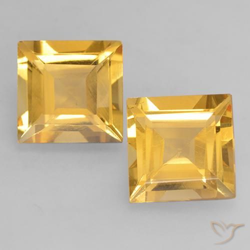 3.12ctw Natural Dorado medio Citrino, Cuadrado, VS