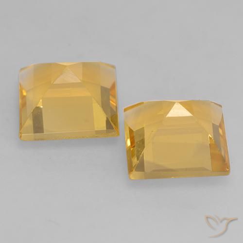 Gemas de Citrino Dorado medio natural de 3.12 ct, Cuadrado, VS