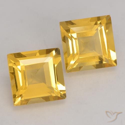 Gemas de Citrino Dorado claro natural de 3.27 ct, Cuadrado, VS