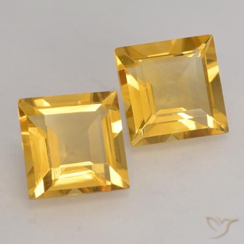 Gemas de Citrino Dorado medio natural de 2.89 ct, Cuadrado, VVS-VS
