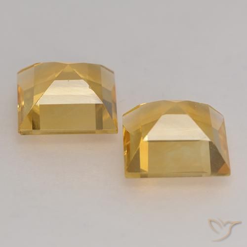 Gemas de Citrino Dorado medio natural de 2.89 ct, Cuadrado, VVS-VS