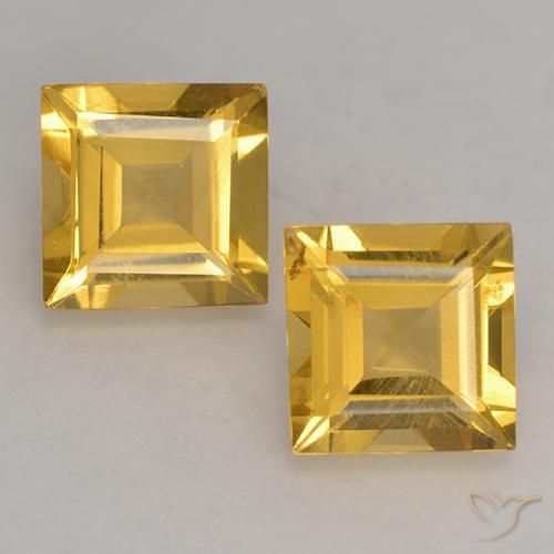 Gemas de Citrino Dorado natural de 2.89 ct, Cuadrado, VS