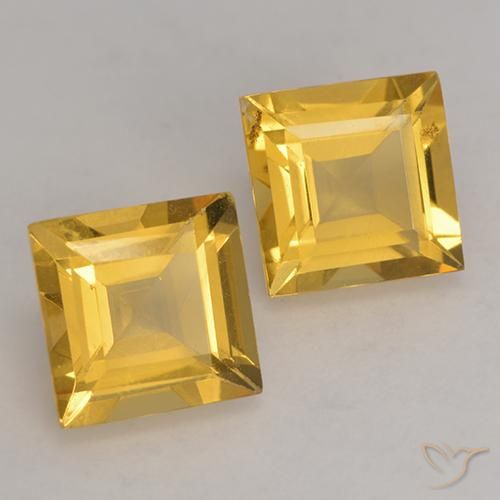 Gemas de Citrino Dorado natural de 2.89 ct, Cuadrado, VS