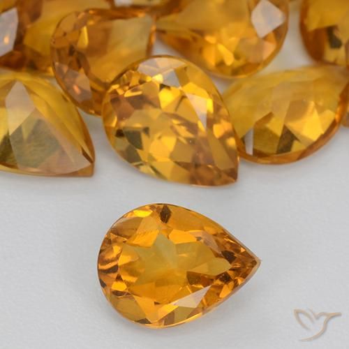 0.87ct Natural Dorado naranja intenso Citrino, En forma de pera, VS