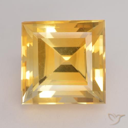3.45ct Natural Dorado medio Citrino, Cuadrado, VVS-VS